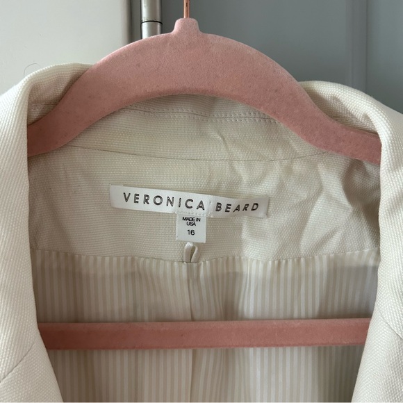 Veronica Beard Danielle One Button Dickey Cropped Blazer Jacket Ivory - Picture 9 of 11